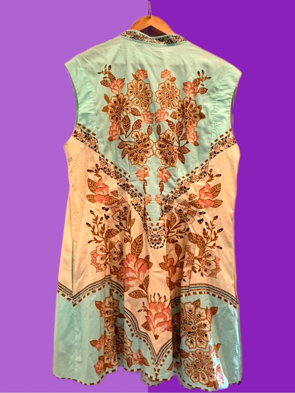 FARM Rio for Anthropologie Mint and Tan Floral Mini Dress - Picture 4 of 8
